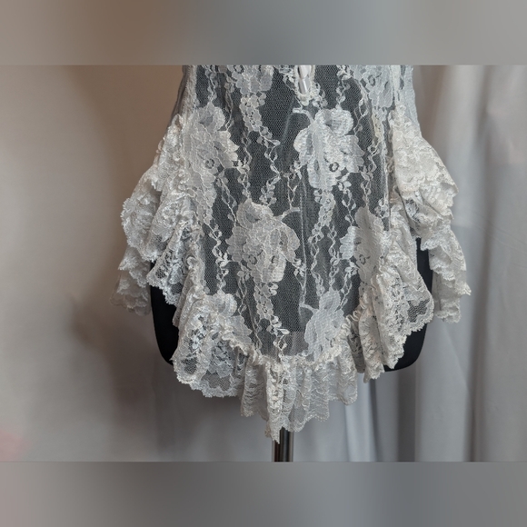 Vintage Lace Up Ruffled Lace Lingerie Top/Dress - Picture 8 of 9